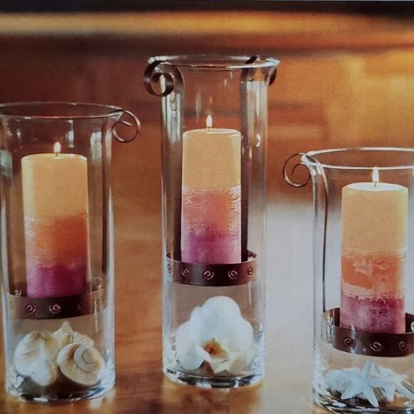 🩵PartyLite Sunesta Medium 13" Glass Hurricane - Picture 1 of 12